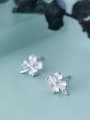 thumb Fresh Flower Shaped Rhinestones S925 Silver Stud Earrings 0