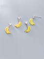 thumb 925 Sterling Silver With Platinum Plated Cute Banana Stud Earrings 0