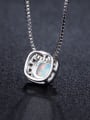 thumb Small Square Pendant White Gold Plated Necklace 2