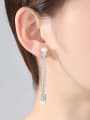 thumb Copper inlaid AAA zircons imitation pearl rope  knots Earrings 1