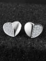 thumb 925 Sterling Silver Simple Heart Tiny Cubic ZIrconias Stud Earrings 0