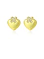 thumb 925 Sterling Silver With Rhinestone Simplistic Heart Stud Earrings 0