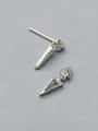 thumb Tiny Triangle Cubic Zirconias 925 Silver Stud Earrrings 2