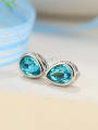 thumb Copper Alloy White Gold Plated Water Drop Artificial Crystal stud Earring 0