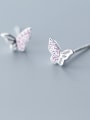 thumb 925 Sterling Silver With Cubic Zirconia  Cute Butterfly Stud Earrings 1