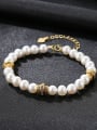 thumb Pure silver freshwater pearl beads Gold Zricon Bracelet 0