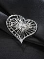 thumb Sterling Silver 8-8.5mm natural pearl shining zircon heart type Brooch 1