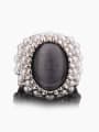 thumb Exaggerated Imitation Pearls Opal Stone Alloy Ring 0