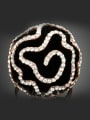 thumb Exaggerated Black Flower Cubic Rhinestones Alloy Ring 0