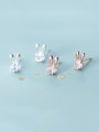 thumb 925 Sterling Silver With Rose Gold Plated Cute Rabbit Stud Earrings 0