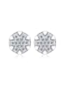 thumb Hexagonal-shape Micro Pave Zircons Stud Earrings 0