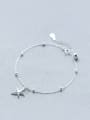 thumb S925 Silver Lovely Sweet Fashion Simple Light Bead Bell Starfish Bracelet Acklet 1