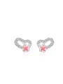 thumb Micro Pave Color Glue Heart-shape Stud Earrings 0