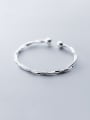 thumb S990 pure silver  With Platinum Plated Simplistic Irregular Bangles 1
