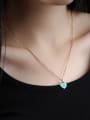 thumb Simple Blue Heart Rose Gold Plated Titanium Necklace 1