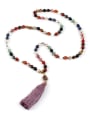 thumb Creative Colorful Semi-precious Stones Tassel Necklace 0
