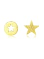thumb 925 Sterling Silver With  Glossy Simplistic Stars moon asymmetry  Stud Earrings 0
