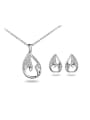 thumb All-match Platinum Plated Water Drop Shaped Zircon Two Pieces Jewelry Set 0