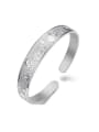 thumb Ethnic style 990 Silver Flowers-etched Opening Bangle 0