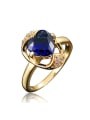 thumb Blue Heart Shaped Zircon 18K Gold Plated Ring 0