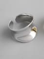 thumb 925 Sterling Silver With Glossy Simplistic Irregular free size Rings 3