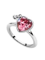 thumb Simple Heart austrian Crystal Alloy Platinum Plated Ring 3