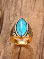 thumb Vintage Gold Plated Geometric Turquoise Men Ring 1