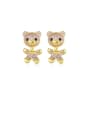 thumb Copper With Gold Plated Delicate Animal Bear Drop Earrings 0