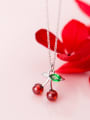 thumb 925 Sterling Silver With Platinum Plated Cute Cherry Necklaces 1