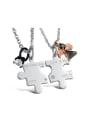 thumb Fashion Puzzle Rhinestones Titanium Lovers Necklace 0