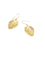 thumb Stainless Steel With Gold Plated Simplistic Leaf Hook Earrings 3