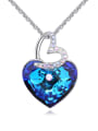 thumb Fashion Shiny Heart Blue austrian Crystals Alloy Necklace 1