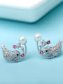 thumb Copper inlaid AAA zircon birdie studs Earring 3