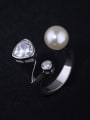 thumb Personalized Imitation Pearl Zirconias Copper Opening Ring 0