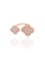 thumb Double Flowers Micro Pave Zircons Opening Ring 2
