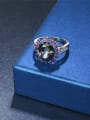 thumb Exquisite Platinum Plated Colorful Glass Bead Ring 1