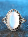 thumb Retro style White Opal Antique Silver Plated Ring 2