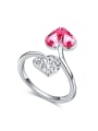 thumb Personalized Heart austrian Crystal Leaf Alloy Ring 0