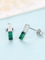 thumb 925 Sterling Silver With Turquoise Simplistic Geometric Stud Earrings 2
