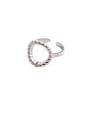 thumb 925 Sterling Silver With Platinum Plated Simplistic Hollow Round Free Size  Rings 0