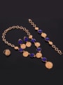 thumb Alloy Imitation-gold Plated Fashion Artificial Stones Round shaped Four Pieces Jewelry Set 1