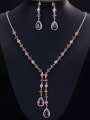 thumb Water Drop Color Zircons Two Pieces Jewelry Set 1