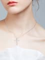 thumb Simple Hollow Cross White austrian Crystal Pendant 925 Silver Necklace 1