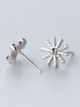 thumb Fashion Snowflake Shaped Rhinestones Silver Stud Earrings 1