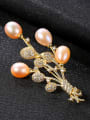 thumb Sterling Silver zircon natural freshwater pearl  brooch 2