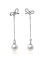 thumb 925 Sterling Silver With  Artificial Pearl Trendy Bowknot Drop Earrings 0