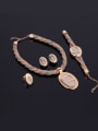thumb Alloy Imitation-gold Plated Fashion Oval-shaped Hollow Grid Four Pieces Jewelry Set 1