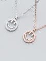 thumb Diamond round smiley face S925 Silver Necklace 0