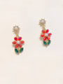thumb Alloy With Glass stone Fashion Flower Drop Earrings 2
