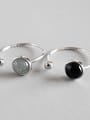 thumb Pure silver fashion Black Agate Moonstone Ring 2